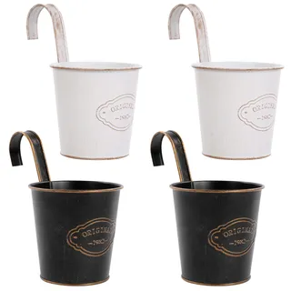 CITÉTOILE 4er Set Hängetöpfe Balkon mit Drainageloch, Blumentopf hängend Hängender, Kleiner Hängender Pflanztopf Blumentopf Metall, übertopf Hängend Blumentöpfe zum Aufhängen Vintage