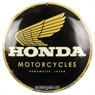Nostalgic-Art Retro Blechschild, Ø 35 cm, Honda MC – Motorcycles Gold – Geschenk-Idee für Honda-Zubehör Fans, Original Lizenzprodukt (OLP), aus Metall, Vintage Design, Blechschilder Sprüche