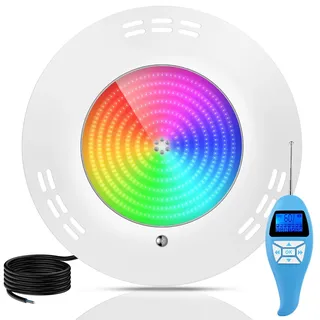 LyLmLe Ultraflach LED Poolscheinwerfer, 35W Harz Gefüllt Pool Lampe RGB Farbwechsel LED Unterwasserscheinwerfer mit Fernbedienung, IP68 Wasserdicht 12V AC Poolbeleuchtung Aufputzmontage