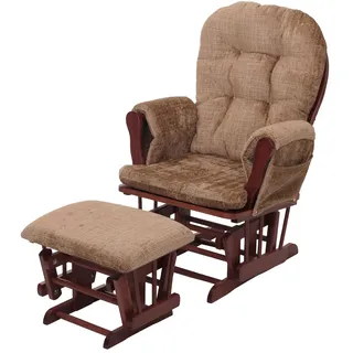 Mendler Relaxsessel HWC-C76 Chenille 52 x 0 x 0 cm Braun mit Hocker