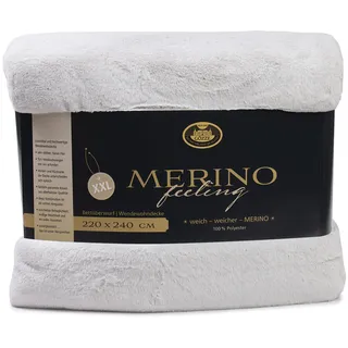 Merino Decke 220 x 240 cm silber