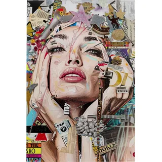 Kare Design Glasbild Artsy Portrait, Mehrfarbig, 80x120 cm, Wandbild, Kunstdruck, Wanddekoration, Abstraktes Motiv, ESG-Sicherheitsglas, Wohnzimmer