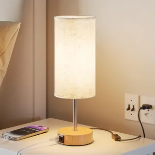 upxnbor Nachttischlampe Holz Metall