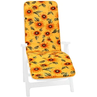 emmevi Kissen für Liegestuhl, weich, Sonnenblumen, Bezug für Relax-Liege, faltbar, Modell Cairo, Design 34 g, gelb