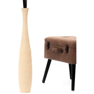 Leewadee Große Bodenvase 65 cm Mangoholz für Pampasgras & Trockenblumen | Dekovase fürs Wohnzimmer, für Zweige & Trockengräser - bruchfester als Keramik, kein Wasser. Boho