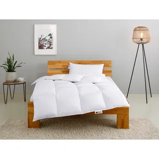 my home Kassettenbett + Kopfkissen »RINA, Bettdecke in 135x200 & 155x220 cm, 2-tlg.« Set mit Kissen 40x80 cm, 80x80 cm für Herbst, Winter, Made in Germany, weiß