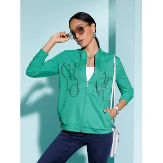 Shirtjacke CREATION L "Shirtjacke", Damen, Gr. 36, grün (blaugrün), 50% Baumwolle, 50% Polyester, unifarben, Shirts Shirtjacke
