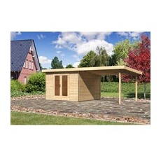 Karibu Holz-Gartenhaus Norrköping Naturbelassen Pultdach 305 cm x 305 cm