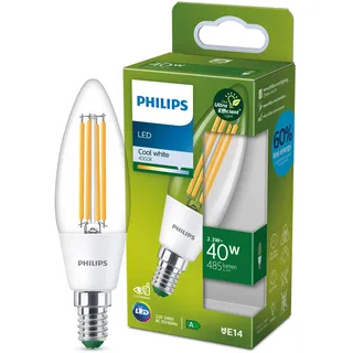 Philips Filament-Kerzenlampe, B35 E14 transparent 40 W