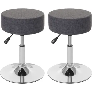 2er-Set Hocker HWC-C22, Sitzhocker Schminkhocker, höhenverstellbar Ø 35cm Textil, grau - Grau