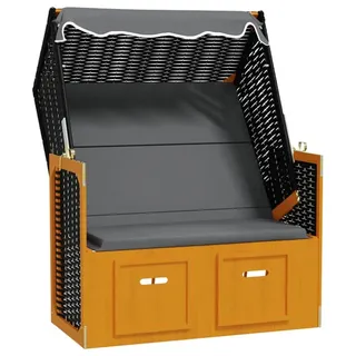 vidaXL Strandkorb mit Dach Poly Rattan & Massivholz Schwarz Anthrazit - Schwarz, Weiß