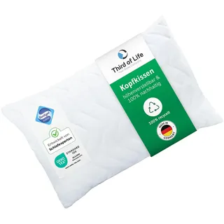 Kissen 50x80 VERDA, Made in Germany & 100% nachhaltig, Ergonomisches Kopfkissen 50 x 80 aus recyceltem Material, Höhenverstellbar für Bauch-, Rücken- & Seitenschläfer, Schlaf-Kissen für Allergiker