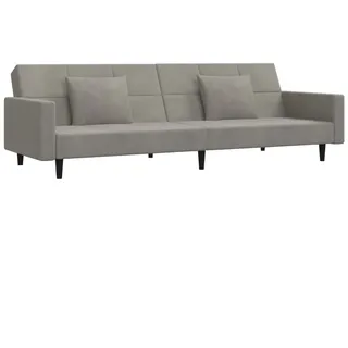 vidaXL Schlafsofa 2-Sitzer mit 2 Kissen Hellgrau Samt - Grau