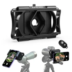 APEXEL Aktualisierung Universal Handy Adapter mit Fernauslöser,360°Drehung Kompatibel mit Fernglas Binoculars Monokular und Mikroskop,Teleskop Adapter für Alle Smartphones
