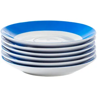 Van Well Untertassenset , Blau, Weiß , Keramik , 6-teilig , rund , Geschirr, Tassen, Untertassen