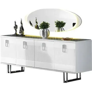 Sideboard mit Spiegel Anrichte Schrank Kommode Esszimmer Weiß Tisch - Weiß