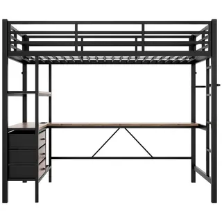 Okwish Hochbett Okwish 90 x 200 cm Metall schwarz