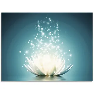 ARTland Wanddeko Glasbilder Wandbild Glas Bild einteilig 60x45 cm Querformat Asien Botanik Blumen Blüten Lotusblume Seerose Modern türkis T9NM