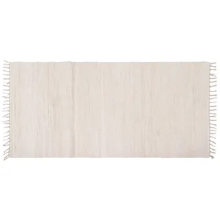 ABC Italia Flickenteppich, Fleckerlteppich, Teppich waschbar, Baumwolle, Fransen, einfarbig, nachhaltiger Handwebteppich, Farbe:Taupe, Größe:120 x 180 cm