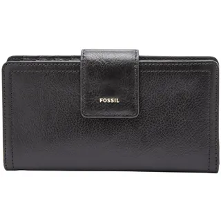 Fossil Damen Logan Leder RFID-blockierende Lasche Clutch Geldbörse für Frauen, Schwarz, Einheitsgröße
