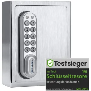 masunt Schlüsselsafe 1120 E Code | innovative Online-Codevergabe aus der Ferne | elektronischer Schlüsseltresor aus massivem V2A Edelstahl | Aufbruch-sicher | wetterfest | Silber