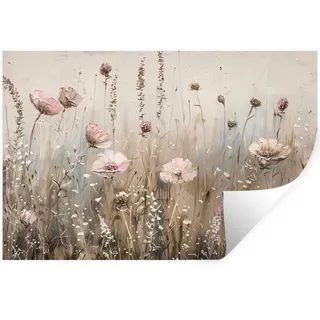 MuchoWow Wandtattoo Blumen - Rosa - Modern - Beige 120x80 cm , Kunststoff , 120x80x0.1 cm , Tapeten & Wandverkleidungen, Wandtattoos & Sticker