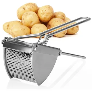 com-four® Kartoffelpresse aus rostfreiem Edelstahl, spülmaschinengeeignet - Spätzlepresse - Spaghettieispresse - Kartoffelstampfer