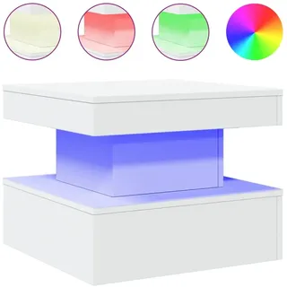 vidaXL Couchtisch mit LED-Leuchten Weiß 50x50x40 cm - Weiß