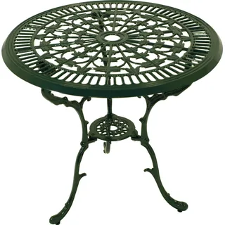 DEGAMO Gartentisch Bistrotisch Esstisch Jugendstil 70cm Durchmesser rund, Nostalgie-Optik, dunkelgrün, wetterfest - Grün