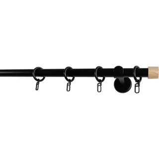 GARESA Vorhangstange Lina mit Kappe 1-läufig Ø 16 mm 320 cm Schwarz