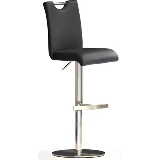 Bistrostuhl MCA FURNITURE "BARBECOOL Barhocker Bistrostuhl Tresenhocker", schwarz (schwarz, edelstahl gebürstet, schwarz), B:39cm H:91cm T:50cm, Polyurethan, Stühle, Bistrostuhl, mit Rückenlehne, Bodenplatte rund, 360 drehbar, Sitzhöhe von 55-80 cm