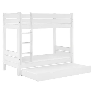 Etagenbett für Erwachsene weiß 100x200 Nische 100 teilbar Zubehör wählbar V-60.16-10WT100Rollrost. Matratze und Gästebettkasten inkl. - Weiß