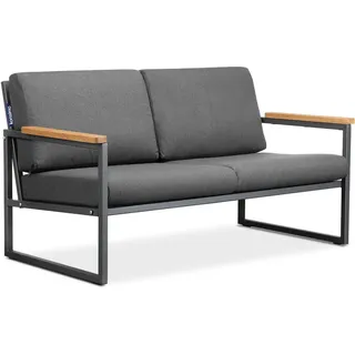 Konsimo Korrosionsbeständige Gartensofas ''TRIBO'', Anthrazit/Grau, Stahl/Schaumstoff/Stoff/Holz, Loft, 130x65x60cm - Grau
