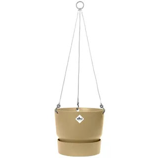 elho Greenville Hängeampel 24 - Blumentopf Hängend - Pflanzentopf für Balkon & Außen - 100% recyceltes Plastik - Ø 23.5 x H 20.5 cm - Beige/Goldener Sand