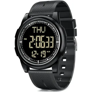 Digital Herren Damen Uhren 5 ATM Wasserdicht Sport Armbanduhr mit Wecker Stoppuhr Countdown Duale Zeitzone, Ultradünn Weitwinkel Anzeige Digitaluhr