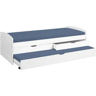 Interlink Jugendbett Funktionsbett 90 x 200 cm Kiefer massiv weiß