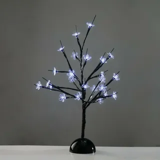 ACA Beleuchteter Tischbaum, 25 LEDs, 3 AA-Batterien, kaltweiß, IP20, 10 x 10 x 45 cm, X1025211