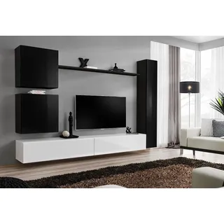 Weiß  Luxus Wohnwand Wohnzimmer Möbel Designer TV-Ständer Wandregal Modernes Set - Weiß