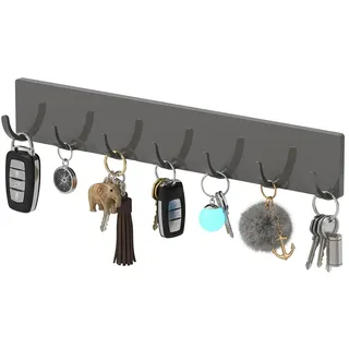 Toski Schlüsselbrett ohne bohren, Schlüsselhaken mit 7 Haken Starkem Grau | Schlüsselhalter mit Klebrigem Kleber ohne Spuren, Schlüsselleiste für Wohnzimmer Küche, Home, Schlüssel Aufbewahrung, Modern