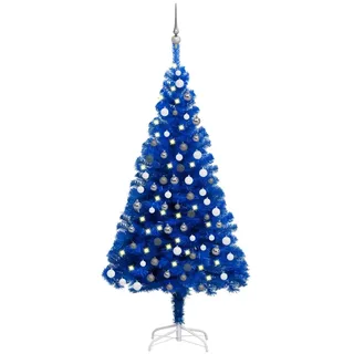 vidaXL Künstlicher Weihnachtsbaum mit LEDs Kugeln Blau 150 cm PVC Modell 3