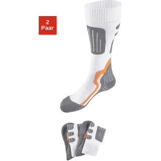 Kniestrümpfe H.I.S, Damen, Gr. 43-46, grau (weiß, grau), Baumwolle, Baumwollmischung, Elasthan, Polyamid, gemustert, elastisch, Socken Kniestrümpfe, ideal für Wintersportaktivitäten, Topseller