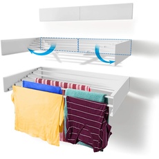 Step Up Wäscheständer - wandmontiert - ausziehbar - Wäscheständer klappbar, faltbar für drinnen oder draußen - platzsparendes, kompaktes Design, 25 kg Tragkraft, 6 m Leitung (70 cm - weiß)