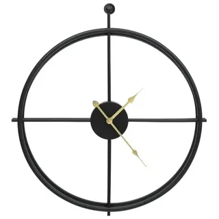 Wanduhr - 52 cm große Uhr aus Eisen - Leises Quarzwerk - Modernes minimalistisches Design - Schwarz