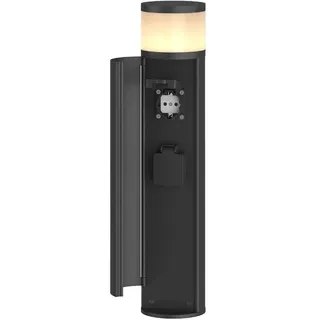 Lucande Wegeleuchte mit 2 Steckdosen, Außenleuchte Sockelleuchte 47,8 cm Gartenlampe IP44 Outdoor Steh Lampe 1x G9 ohne Leuchtmittel Stromsäule