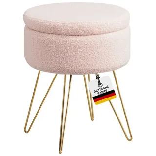 Albatros Hocker mit Stauraum Cannes Sitzhocker mit Stauraum, Modernes Design, Edler Sherpa-Bezug Sitztruhe Sitzbank mit Stauraum optimal als Fußhocker Hocker Schminktisch, Rosa