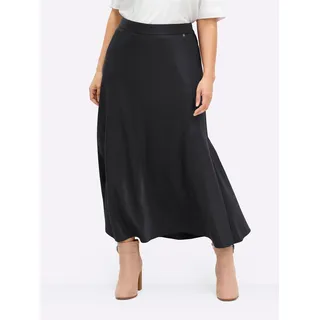 Faltenrock SHEEGO, Damen, Gr. 56, schwarz, 74% Viskose, 26% Polyester, unifarben, lang, Röcke Faltenrock