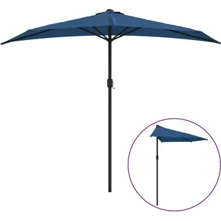 vidaXL Balkon-Sonnenschirm Alu-Mast Blau 270x144x222cm Halbrund - Blau