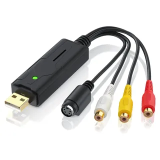 Aplic USB Audio Video Grabber - VHS - Videoadapter zur Bearbeitung, USB zu S-Video, Composite, Cinch - Schwarz