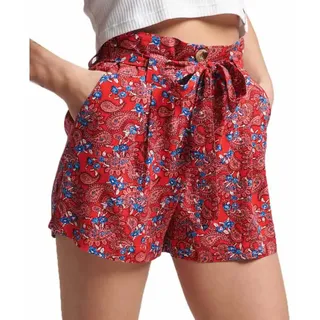 Superdry Vintage Paperbag Printed Kurze Hose - Paisley Red AOP - S