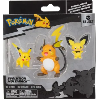 Jazwares Evolution Pokemon Figuren Set Pichu Pikachu Raichu 3er Set